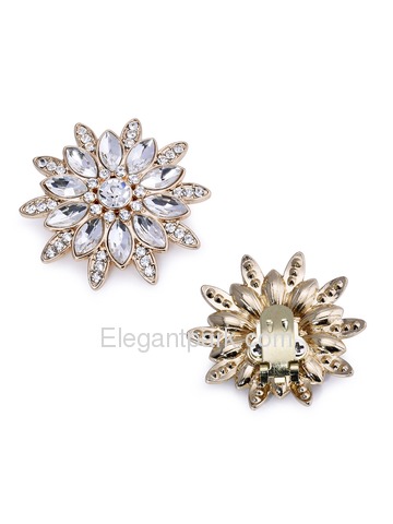 ElegantPark Women Wedding Accessories Shoes Handbag Hat Sunflower Rhinestone Removable Clips 2 Pcs