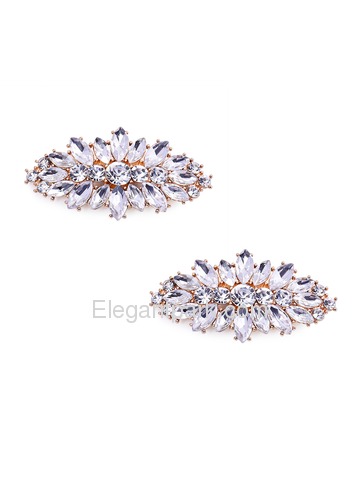 EletantPark Women Wedding Dress Accessories Leaf Design Rhinestones Shoe Clips 2 Pcs