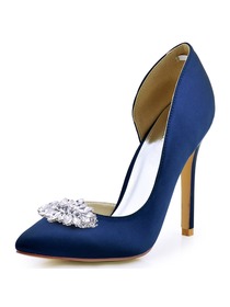 ElegantPark Women Pointed Toe High Heels D'orsay Rhinestones Clips Wedding Bridal Dress Shoes Pumps