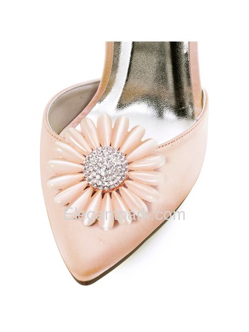 ElegantPark Women Blush Pointed Toe Ankle strap High Heel Daisy Clips Wedding Prom Dress Shoes Pumps (HC1602AN)