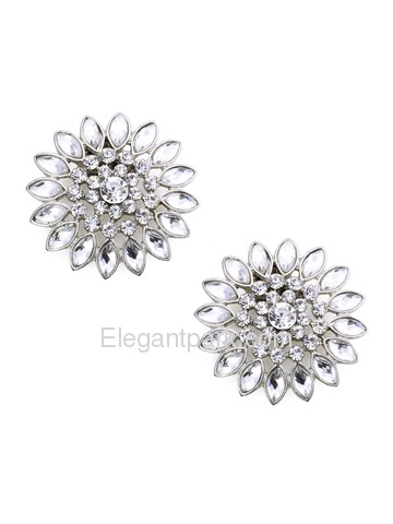 EletantPark Silver Gold Women Wedding Dress Accessories Sunflower Rhinestones Hat Shoe Clips 2 Pcs