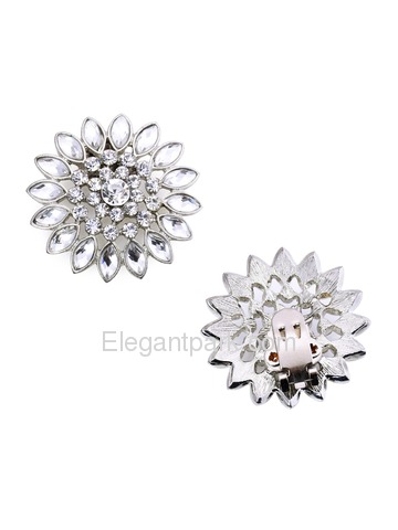 EletantPark Silver Gold Women Wedding Dress Accessories Sunflower Rhinestones Hat Shoe Clips 2 Pcs