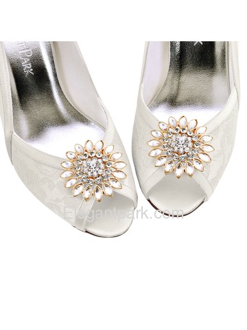 EletantPark Silver Gold Women Wedding Dress Accessories Sunflower Rhinestones Hat Shoe Clips 2 Pcs