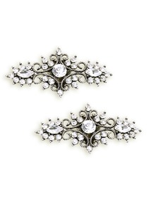 EletantPark Antique Silver Women Wedding Dress Accessories Gift Leaf Rhinestone Hat Shoe Clips 2 Pcs