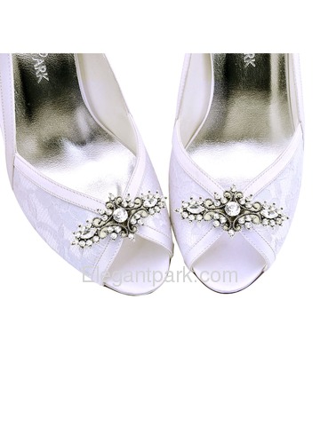 EletantPark Antique Silver Women Wedding Dress Accessories Gift Leaf Rhinestone Hat Shoe Clips 2 Pcs