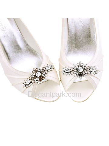 EletantPark Antique Silver Women Wedding Dress Accessories Gift Leaf Rhinestone Hat Shoe Clips 2 Pcs