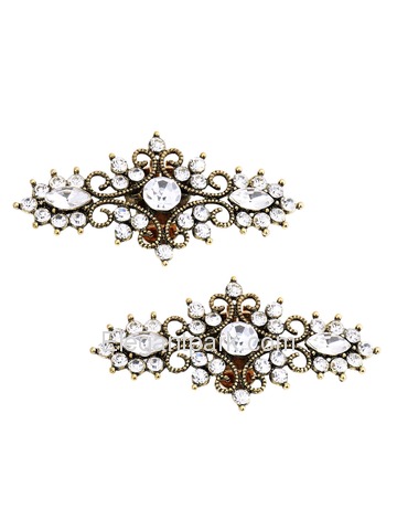 EletantPark Antique Silver Women Wedding Dress Accessories Gift Leaf Rhinestone Hat Shoe Clips 2 Pcs