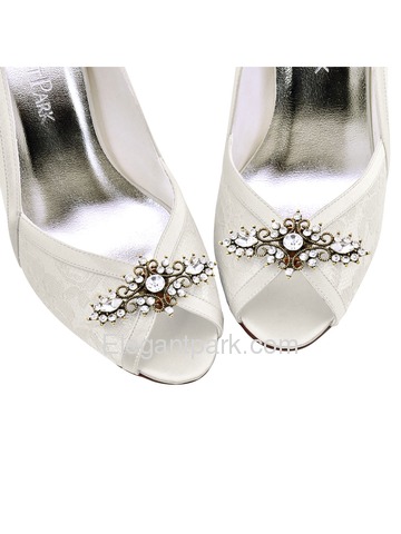 EletantPark Antique Silver Women Wedding Dress Accessories Gift Leaf Rhinestone Hat Shoe Clips 2 Pcs
