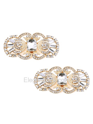 EletantPark Antique Silver Women Wedding Dress Accessories Rhinestones Pearls Hat Shoe Clips 2 Pcs