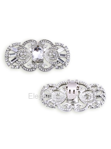 EletantPark Antique Silver Women Wedding Dress Accessories Rhinestones Pearls Hat Shoe Clips 2 Pcs