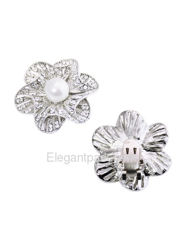 EletantPark Silver Gold Women Wedding Dress Accessories 3D Flower Pearl Rhinestones Shoe Clips 2 Pcs