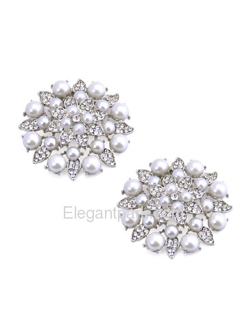 ElegantPark New Fashion Pearls Rhinestones Wedding Party Shoe Clips Two Pieces Including