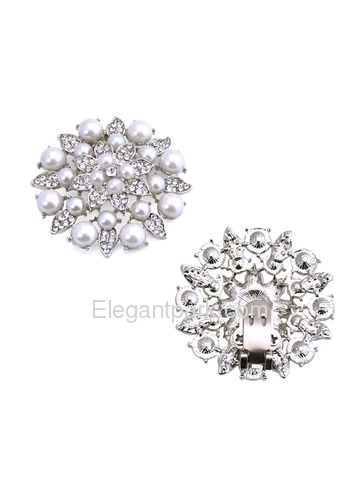 ElegantPark New Fashion Pearls Rhinestones Wedding Party Shoe Clips Two Pieces Including