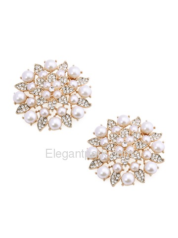 ElegantPark New Fashion Pearls Rhinestones Wedding Party Shoe Clips Two Pieces Including