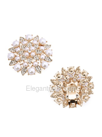 ElegantPark New Fashion Pearls Rhinestones Wedding Party Shoe Clips Two Pieces Including