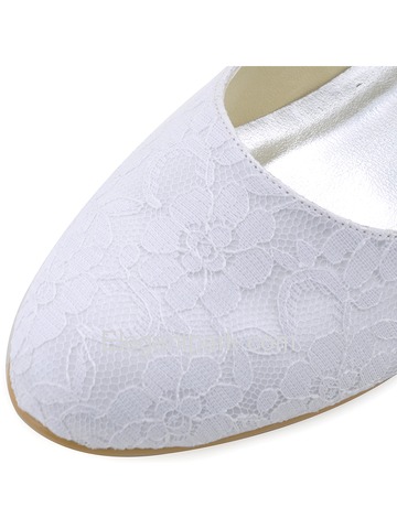 Elegantpark Pretty Satin Lace Closed Toe Spool Heel Bridal Shoes (100120)