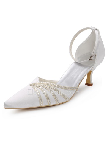 Elegantpark Silver Modern Satin Rhinestones Stiletto Heel Wedding Evening Shoes (A0383)
