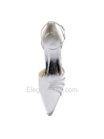 Elegantpark Silver Modern Satin Rhinestones Stiletto Heel Wedding Evening Shoes (A0383)