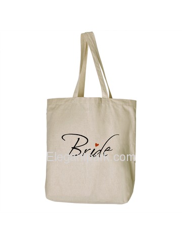 ElegantPark Bride Tote Bag For Wedding Party Natural Canvas 100% Cotton