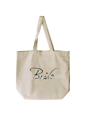 ElegantPark Bride Tote Bag For Wedding Party Natural Canvas 100% Cotton