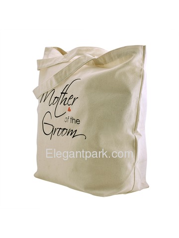 ElegantPark Mother of the Groom Tote Bag For Wedding Party Natural Canvas 100% Cotton