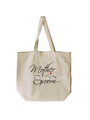 ElegantPark Mother of the Groom Tote Bag For Wedding Party Natural Canvas 100% Cotton