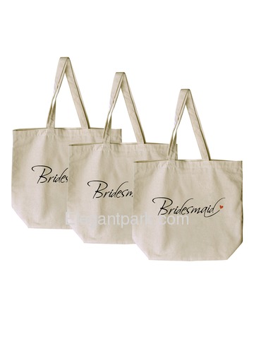 ElegantPark Bridesmaid Tote Bag Natural Canvas 100% Cotton 3 Packs