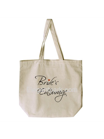 ElegantPark Bridal Bride`s Entourage Tote Bag For Wedding Party Natural Canvas 100% Cotton