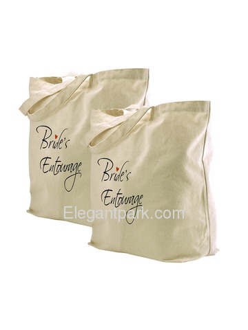 ElegantPark Bride`s Entourage Tote Bag Natural Canvas 100% Cotton 2 Packs