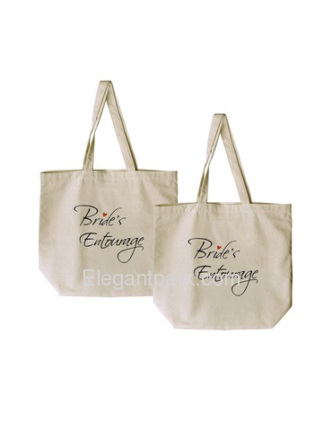 ElegantPark Bride`s Entourage Tote Bag Natural Canvas 100% Cotton 2 Packs