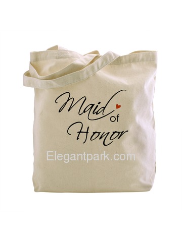 ElegantPark Maid of Honor Tote Bag Natural Canvas 100% Cotton