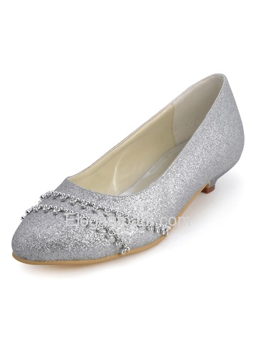 ElegantPark Shiny Glitter PU Pointy Toes Low Kitten Heel Party Shoes (B129A)