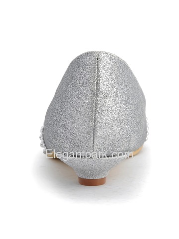 ElegantPark Shiny Glitter PU Pointy Toes Low Kitten Heel Party Shoes (B129A)