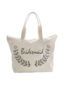 ElegantPark Bridesmaid Wedding Canvas Tote Bag Travel Zip Interior Pocket 100% Cotton 1 Pack