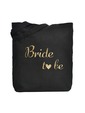 ElegantPark Bride to Be Wedding Tote Bag Black Canvas Gold Script 100% Cotton