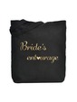 ElegantPark Bride's Entourage Tote Bag Black Canvas Gold Script 100% Cotton 1 Pack