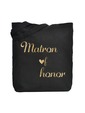 ElegantPark Matron of Honor Wedding Tote Bag Black Canvas Gold Script 100% Cotton