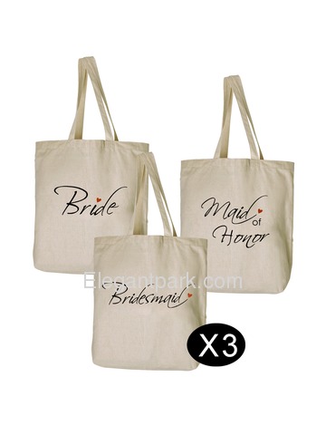 Tote Bags Set for Women Wedding Bride to Be Bridal Shower Bachelorette Gifts Canvas 100% Cotton