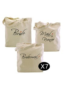 Bride Tote Bag Bridesmaid Tote Bag Maid of Honor Tote bag Set for Wedding Gifts Canvas 100% Cotton