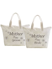 ElegantPark Mother of Bride And Groom Wedding Canvas Tote Bag Travel Daisy Zip Interior Pocket 100%