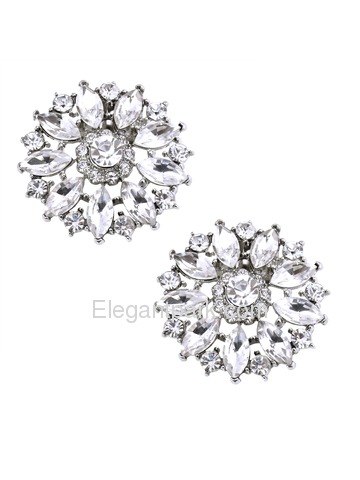 BQ ElegantPark Fashion Decorative Round Rhinestones Crystal Wedding Party Shoe Clips 2 Pcs