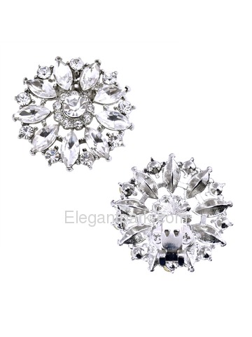 BQ ElegantPark Fashion Decorative Round Rhinestones Crystal Wedding Party Shoe Clips 2 Pcs