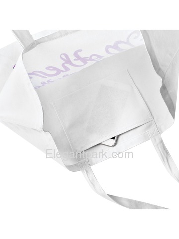 Bride Tote Bag Wedding Bridal Shower Gift Canvas 100% Cotton Interior Pocket White Hot Pink Script