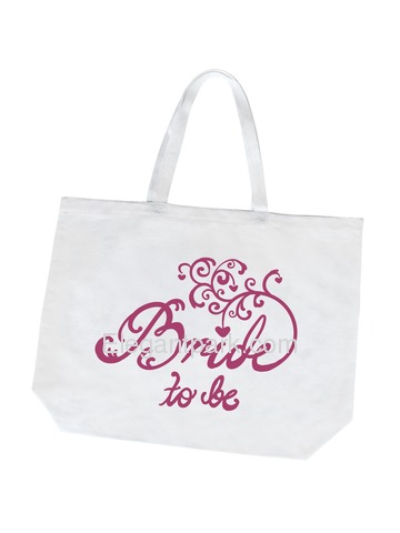 Bride to Be Tote Bag Wedding Bridal Shower Gift Canvas 100% Cotton White with Hot Pink Script