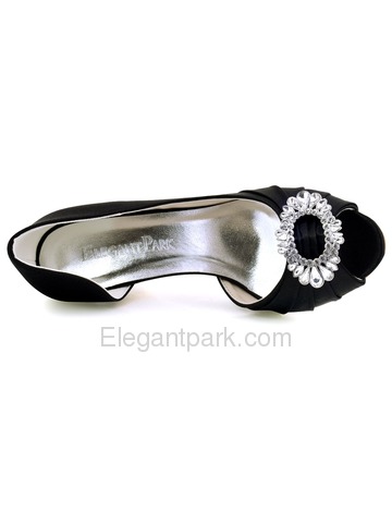 HC1710 Women D'orsay Slip on Peep Toe Higjh Heel Pumps Satin Evening Wedding Shoes (HP1710)