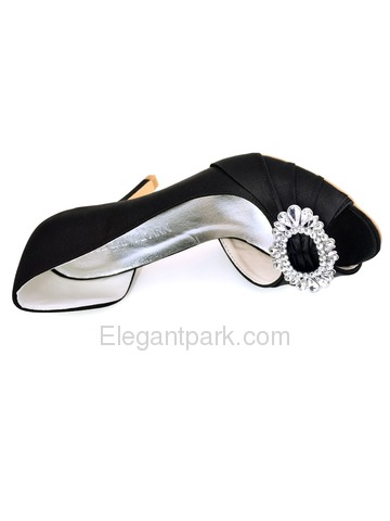 HC1710 Women D'orsay Slip on Peep Toe Higjh Heel Pumps Satin Evening Wedding Shoes (HP1710)