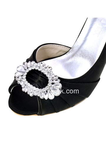 HC1710 Women D'orsay Slip on Peep Toe Higjh Heel Pumps Satin Evening Wedding Shoes (HP1710)