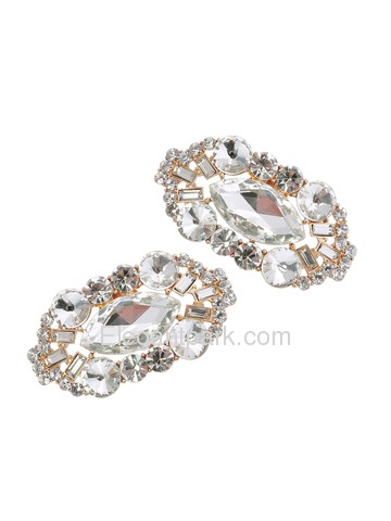 CD 2 Pcs Shoe Clips Big Oval Crystals Rhinestones Wedding Party Decoration