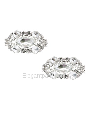 CD 2 Pcs Shoe Clips Big Oval Crystals Rhinestones Wedding Party Decoration