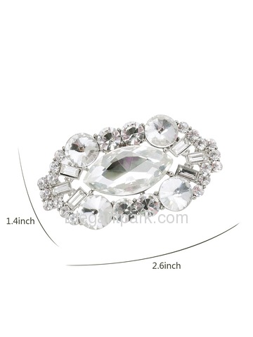 CD 2 Pcs Shoe Clips Big Oval Crystals Rhinestones Wedding Party Decoration